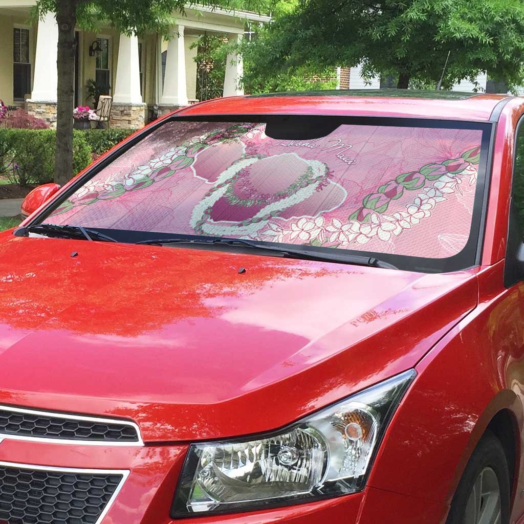 Hawaii Maui Island Flowers Lei Auto Sun Shade Lokelani Rose Pink