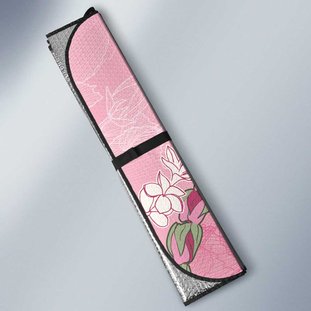 Hawaii Maui Island Flowers Lei Auto Sun Shade Lokelani Rose Pink