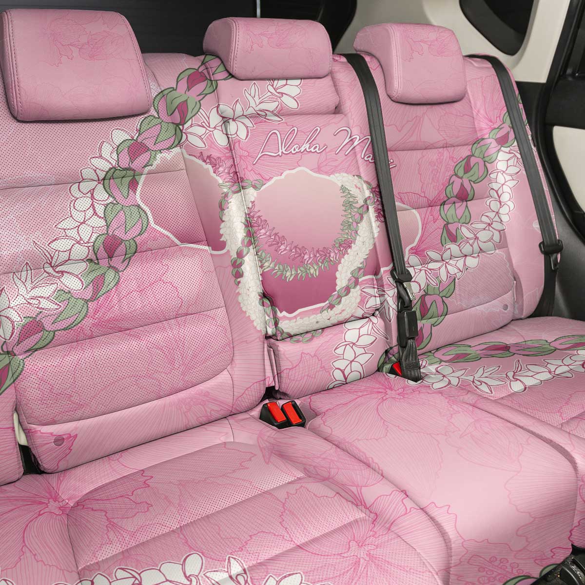 Hawaii Maui Island Flowers Lei Back Car Seat Cover Lokelani Rose Pink