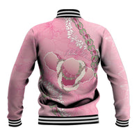 Hawaii Maui Island Flowers Lei Baseball Jacket Lokelani Rose Pink