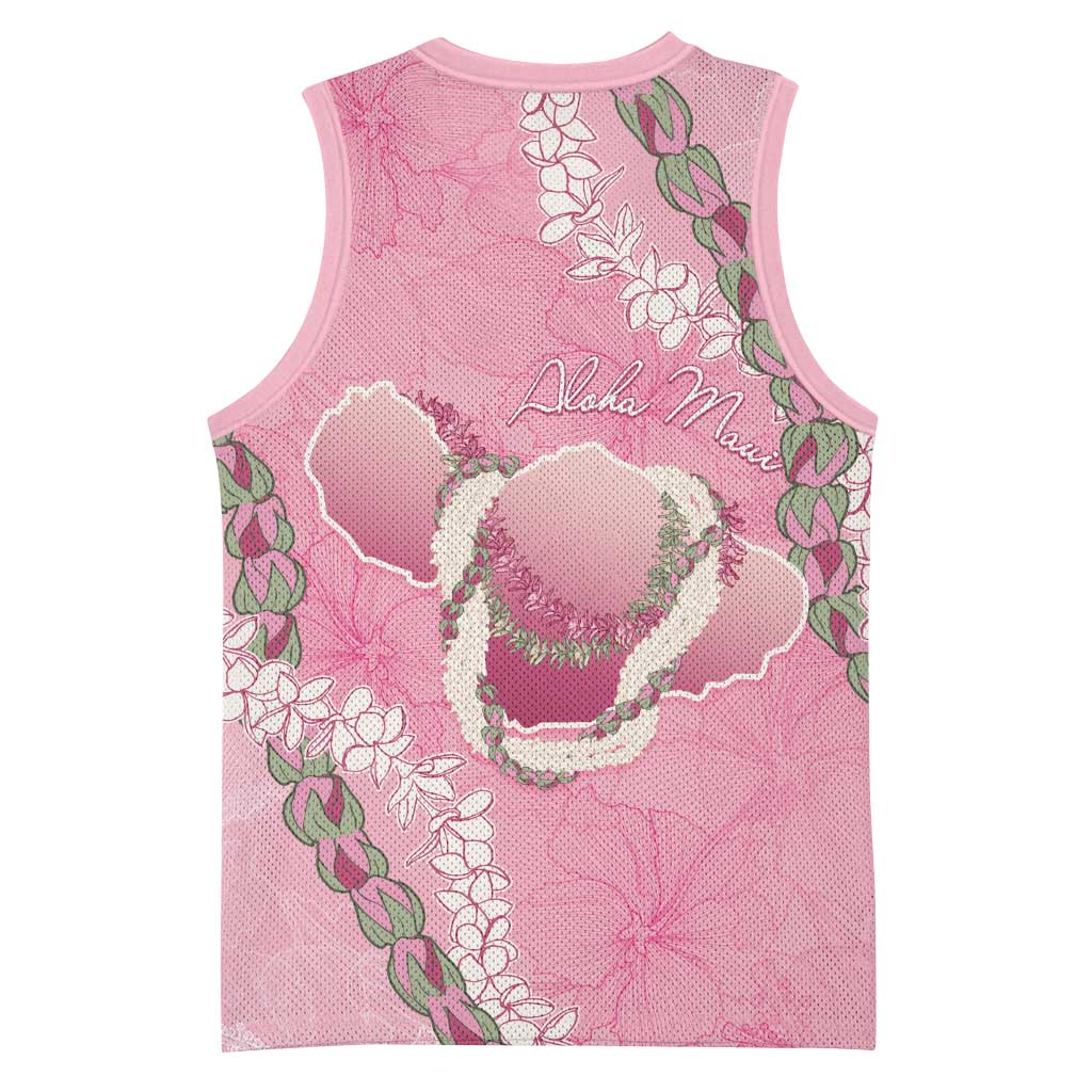 Hawaii Maui Island Flowers Lei Basketball Jersey Lokelani Rose Pink
