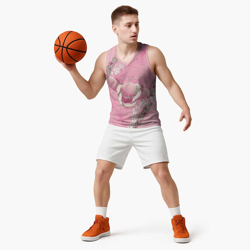 Hawaii Maui Island Flowers Lei Basketball Jersey Lokelani Rose Pink