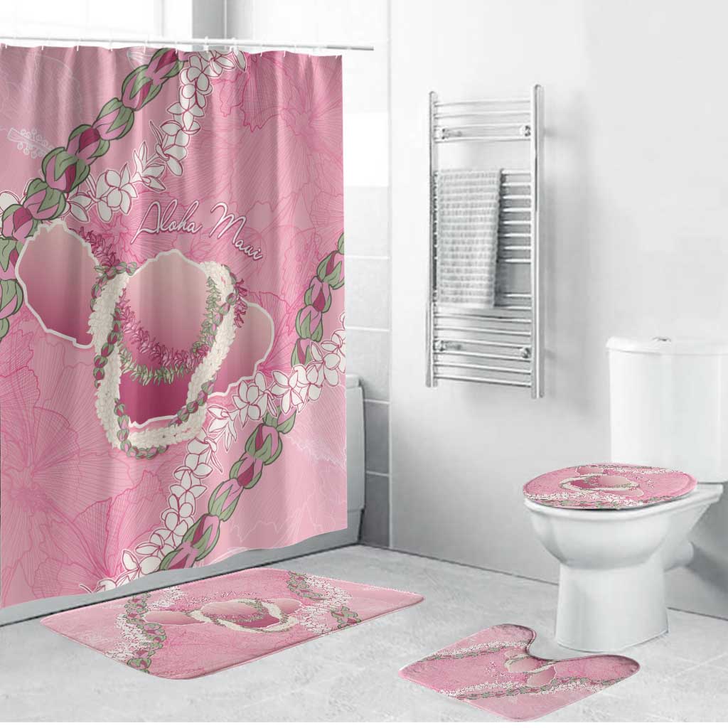 Hawaii Maui Island Flowers Lei Bathroom Set Lokelani Rose Pink