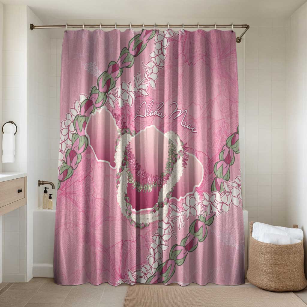 Hawaii Maui Island Flowers Lei Bathroom Set Lokelani Rose Pink