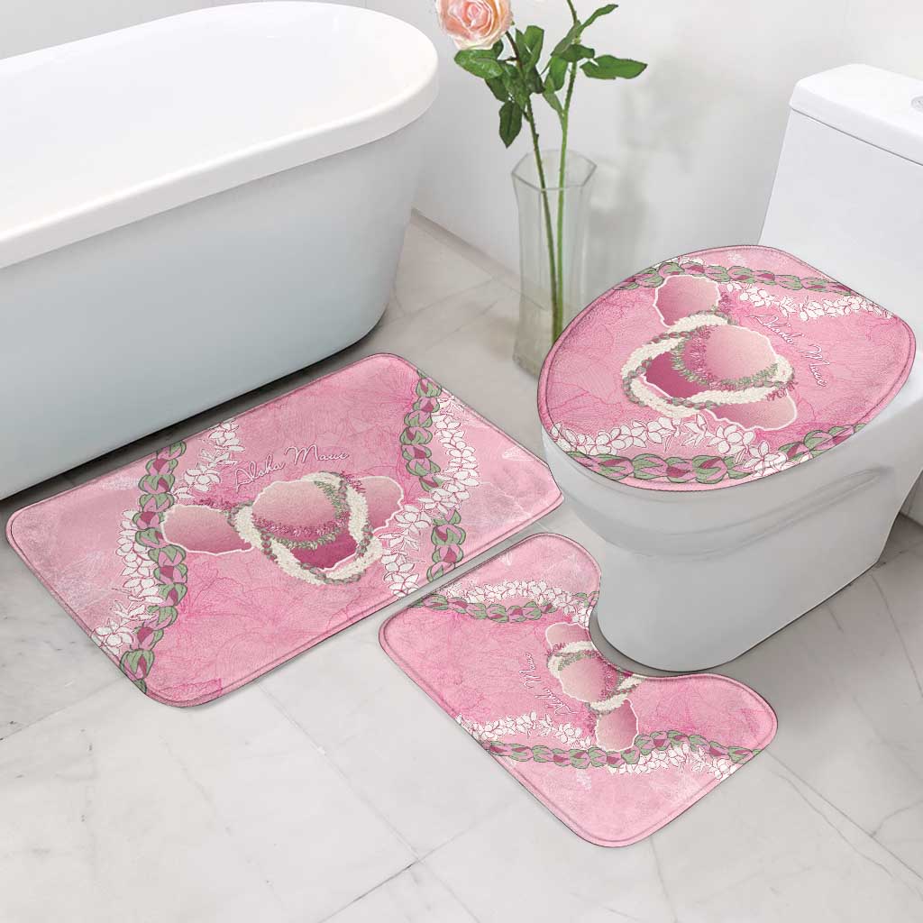 Hawaii Maui Island Flowers Lei Bathroom Set Lokelani Rose Pink
