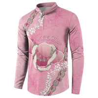Hawaii Maui Island Flowers Lei Button Sweatshirt Lokelani Rose Pink