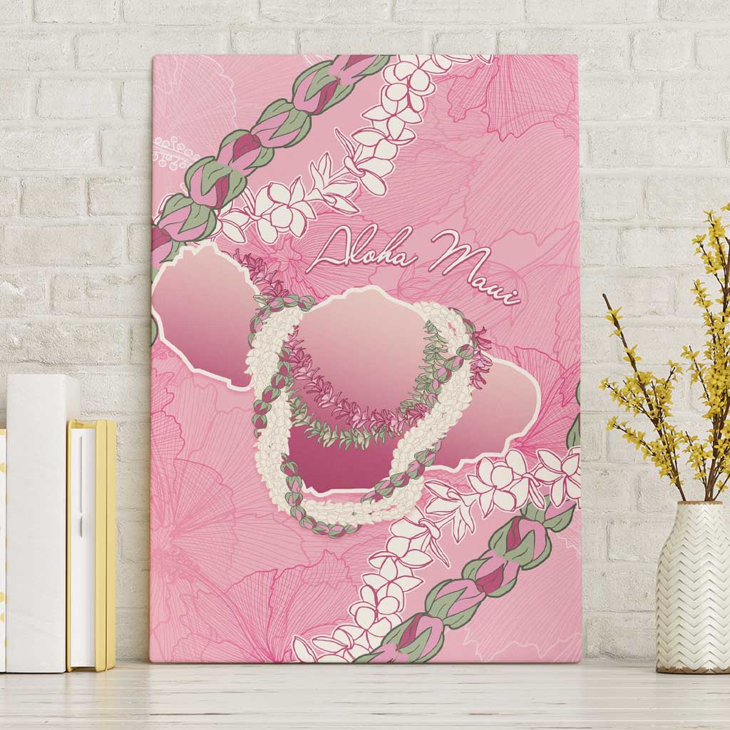 Hawaii Maui Island Flowers Lei Canvas Wall Art Lokelani Rose Pink