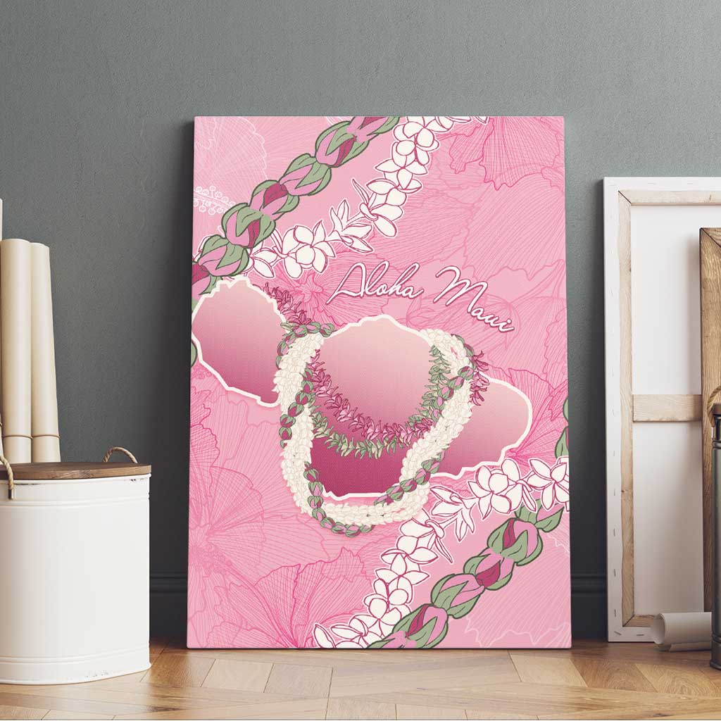 Hawaii Maui Island Flowers Lei Canvas Wall Art Lokelani Rose Pink