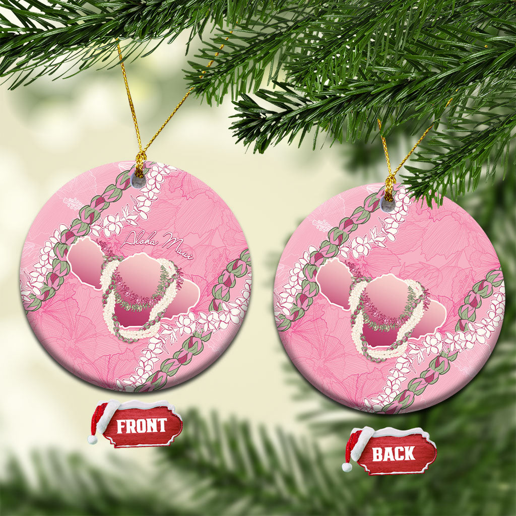 Hawaii Maui Island Flowers Lei Ceramic Ornament Lokelani Rose Pink