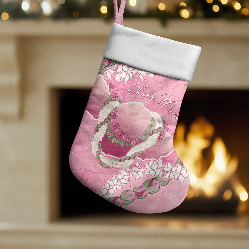 Hawaii Maui Island Flowers Lei Christmas Stocking Lokelani Rose Pink LT7 Set of 2 Pink - Polynesian Pride