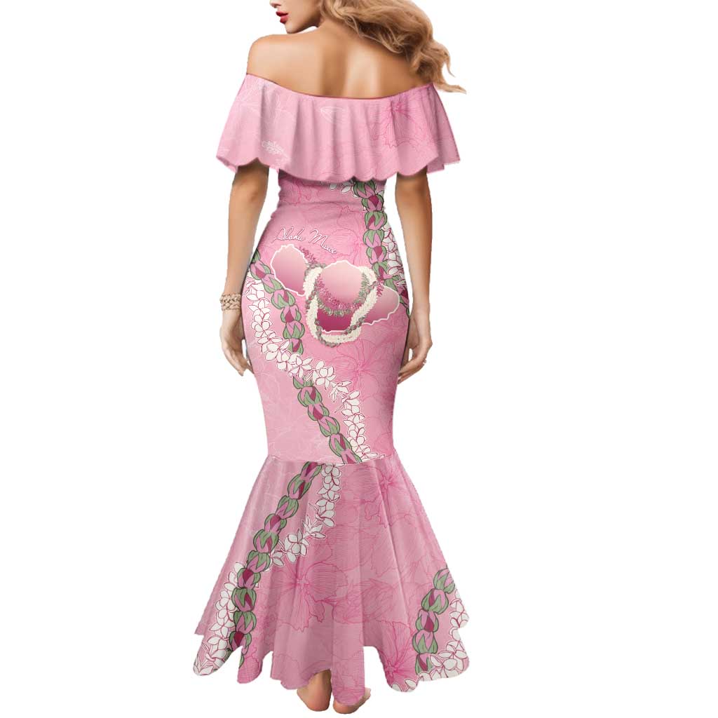 Hawaii Maui Island Flowers Lei Family Matching Mermaid Dress and Hawaiian Shirt Lokelani Rose Pink LT7 - Polynesian Pride