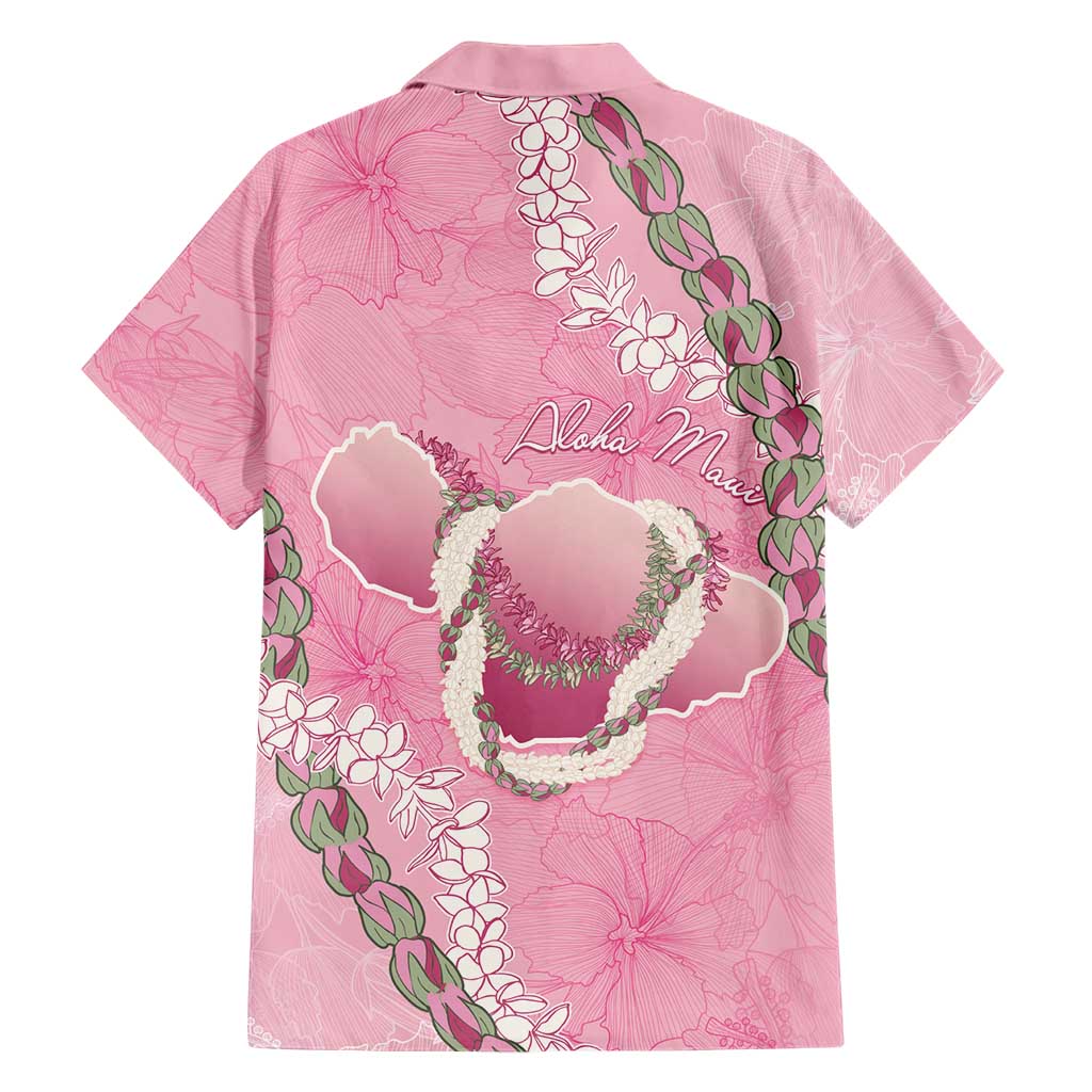 Hawaii Maui Island Flowers Lei Family Matching Off Shoulder Short Dress and Hawaiian Shirt Lokelani Rose Pink LT7 - Polynesian Pride