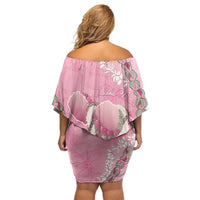 Hawaii Maui Island Flowers Lei Family Matching Off Shoulder Short Dress and Hawaiian Shirt Lokelani Rose Pink LT7 - Polynesian Pride
