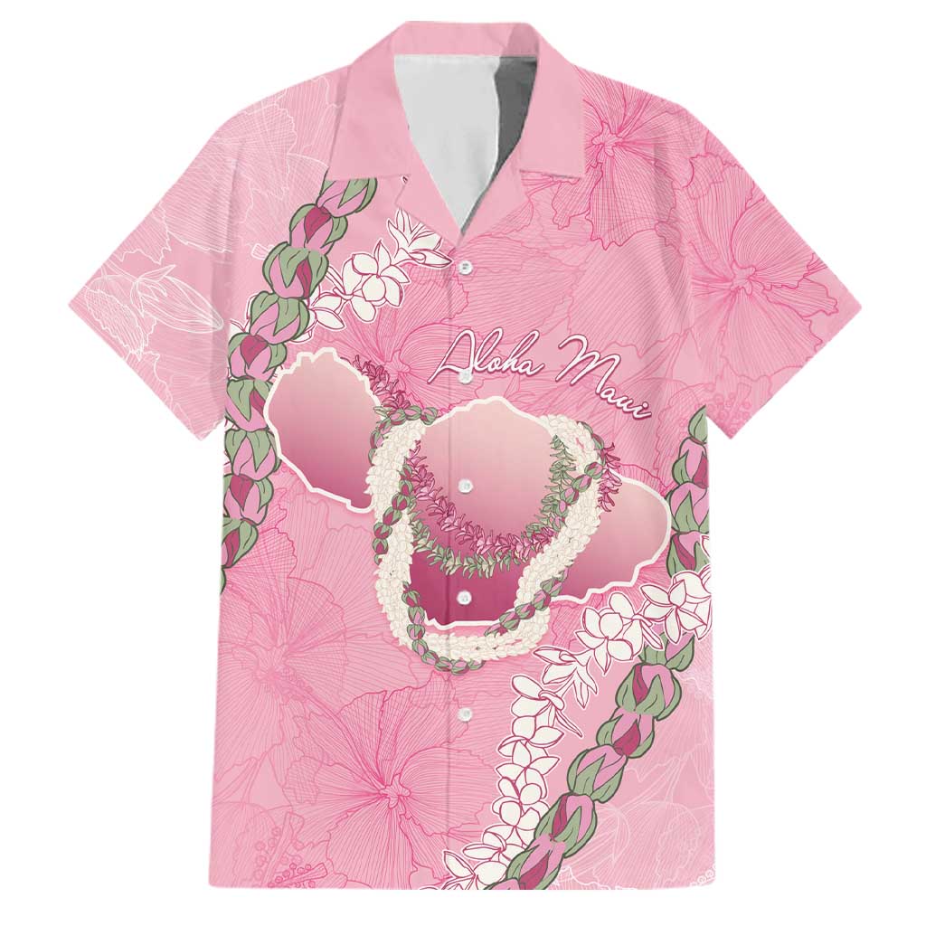 Hawaii Maui Island Flowers Lei Family Matching Puletasi and Hawaiian Shirt Lokelani Rose Pink LT7 Dad's Shirt - Short Sleeve Pink - Polynesian Pride