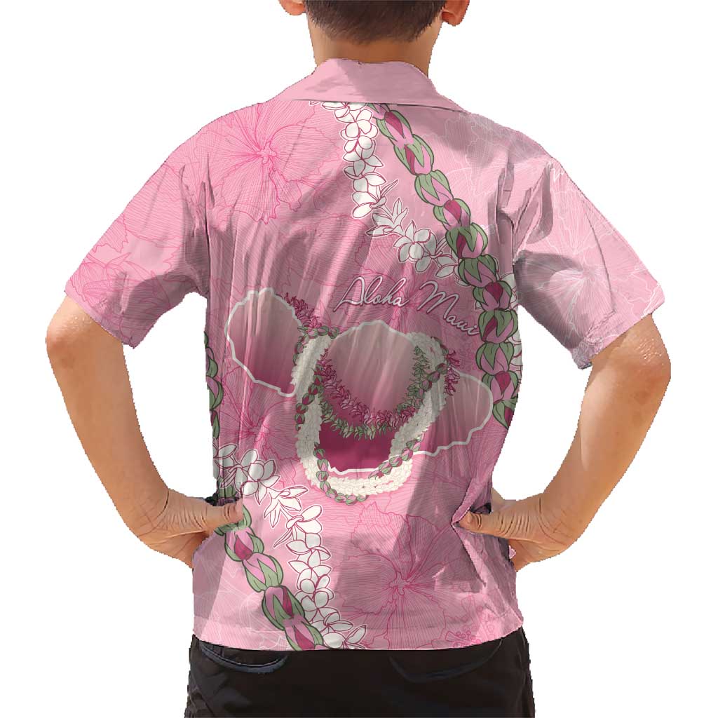 Hawaii Maui Island Flowers Lei Family Matching Short Sleeve Bodycon Dress and Hawaiian Shirt Lokelani Rose Pink LT7 - Polynesian Pride
