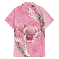 Hawaii Maui Island Flowers Lei Family Matching Short Sleeve Bodycon Dress and Hawaiian Shirt Lokelani Rose Pink LT7 - Polynesian Pride