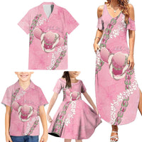 Hawaii Maui Island Flowers Lei Family Matching Summer Maxi Dress and Hawaiian Shirt Lokelani Rose Pink LT7 - Polynesian Pride