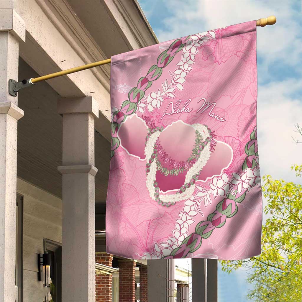 Hawaii Maui Island Flowers Lei Garden Flag Lokelani Rose Pink