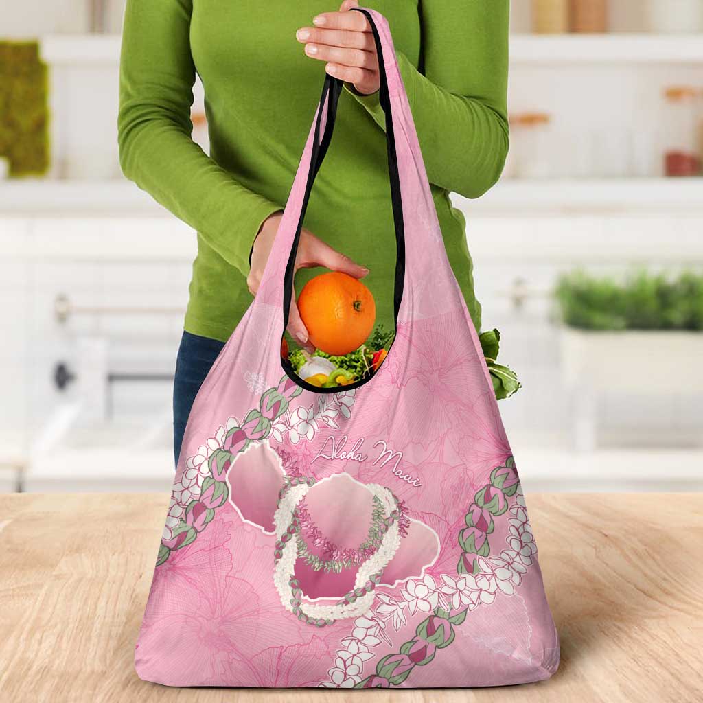 Hawaii Maui Island Flowers Lei Grocery Bag Lokelani Rose Pink