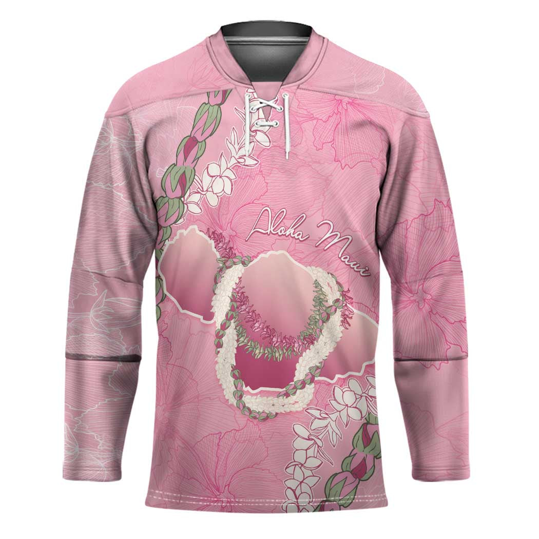 Hawaii Maui Island Flowers Lei Hockey Jersey Lokelani Rose Pink