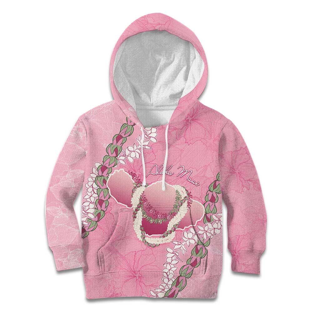 Hawaii Maui Island Flowers Lei Kid Hoodie Lokelani Rose Pink