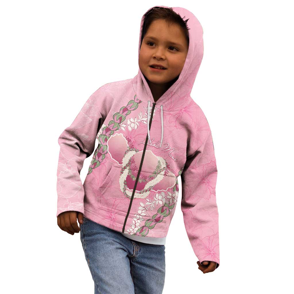 Hawaii Maui Island Flowers Lei Kid Hoodie Lokelani Rose Pink