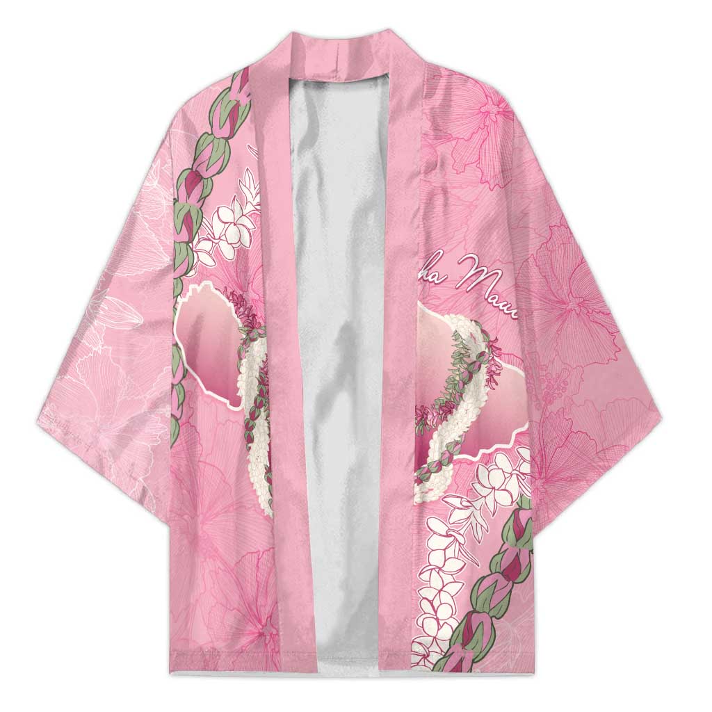 Hawaii Maui Island Flowers Lei Kimono Lokelani Rose Pink