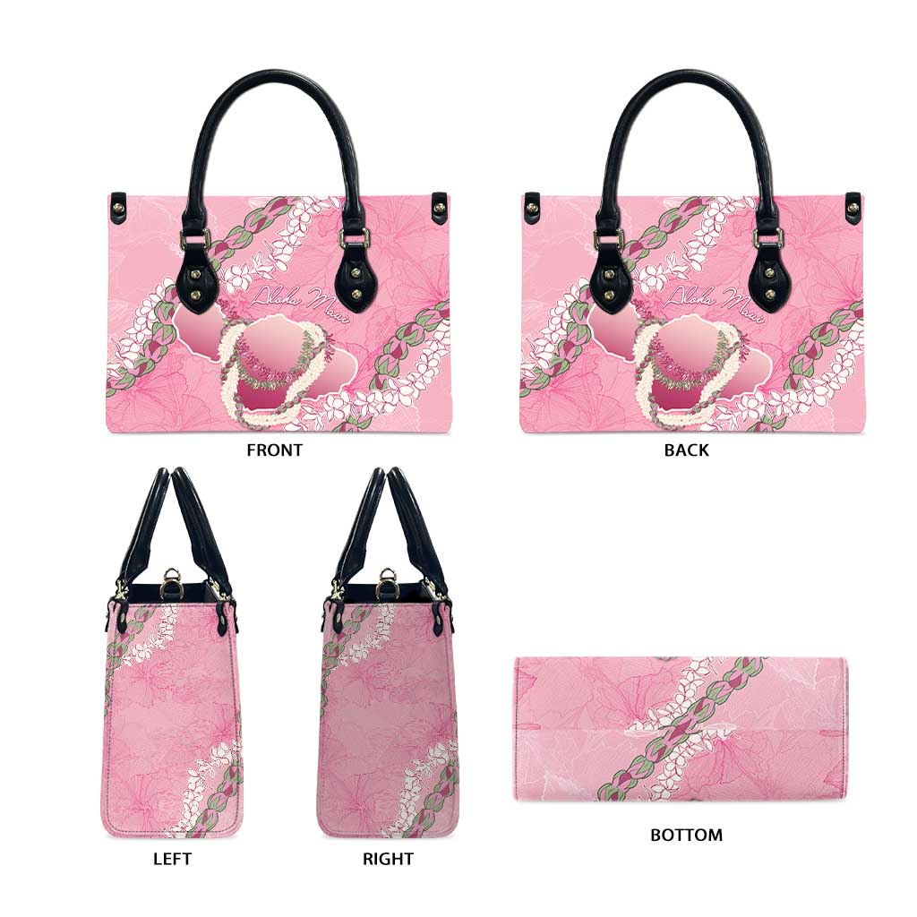 Hawaii Maui Island Flowers Lei Leather Bag Lokelani Rose Pink