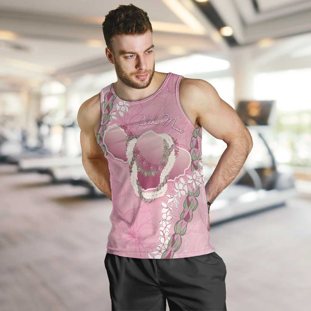 Hawaii Maui Island Flowers Lei Men Tank Top Lokelani Rose Pink