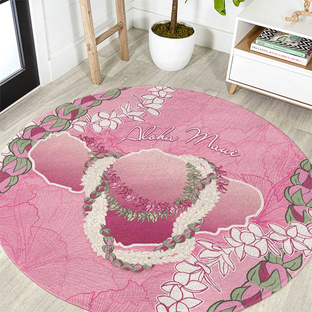 Hawaii Maui Island Flowers Lei Round Carpet Lokelani Rose Pink