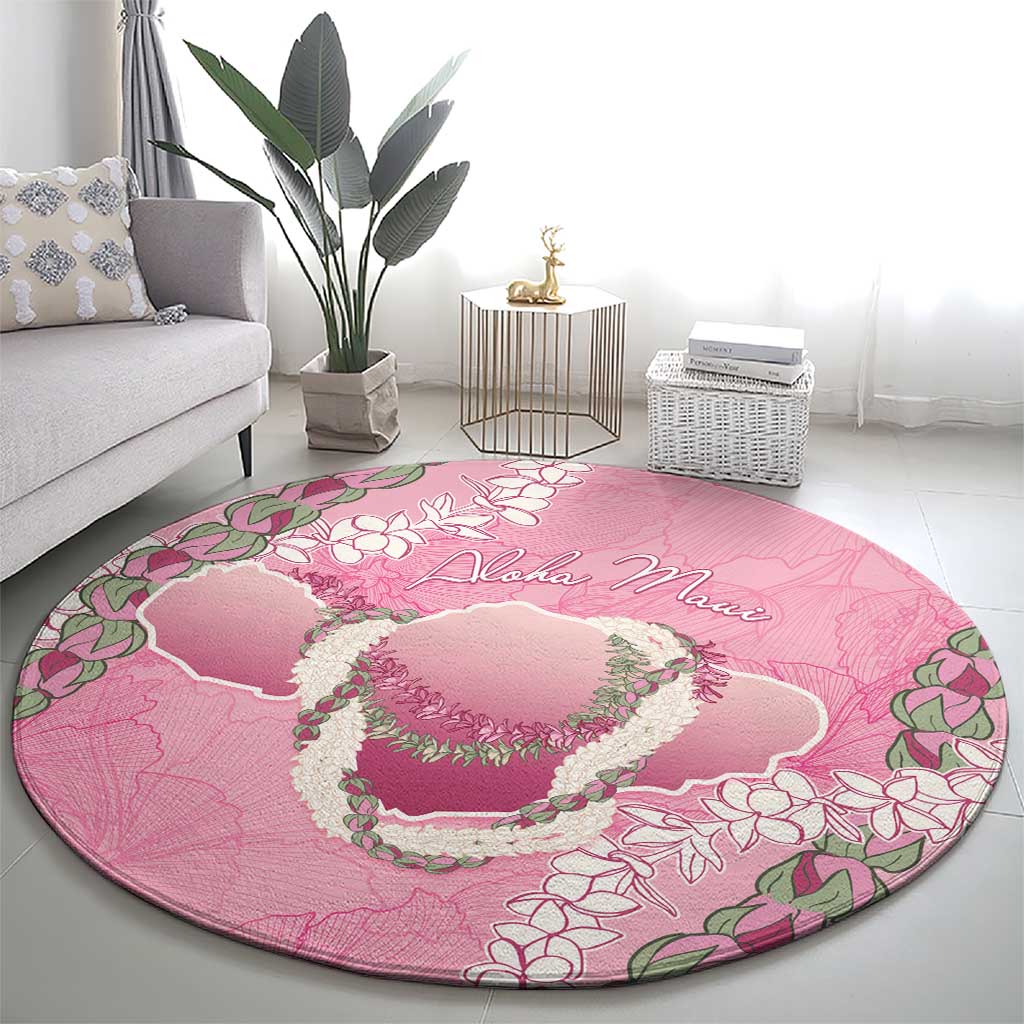 Hawaii Maui Island Flowers Lei Round Carpet Lokelani Rose Pink