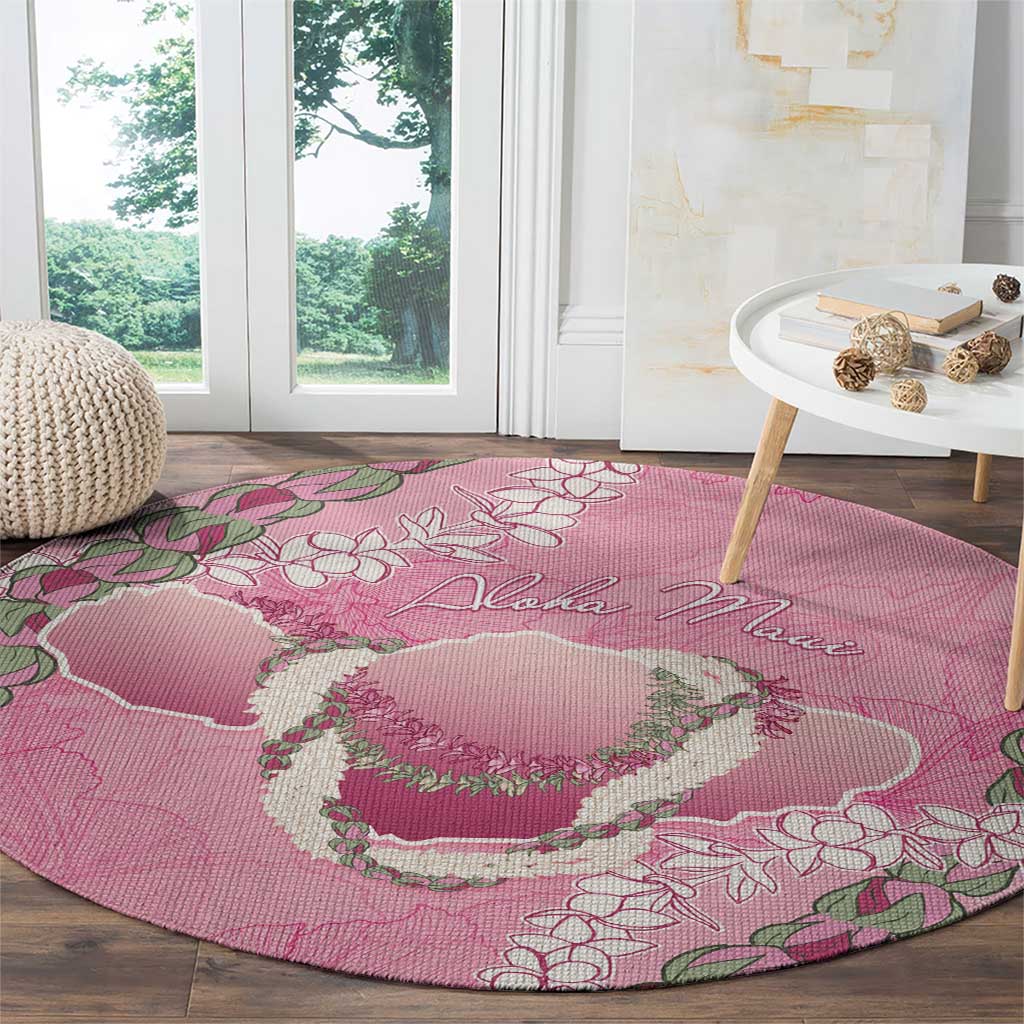 Hawaii Maui Island Flowers Lei Round Carpet Lokelani Rose Pink