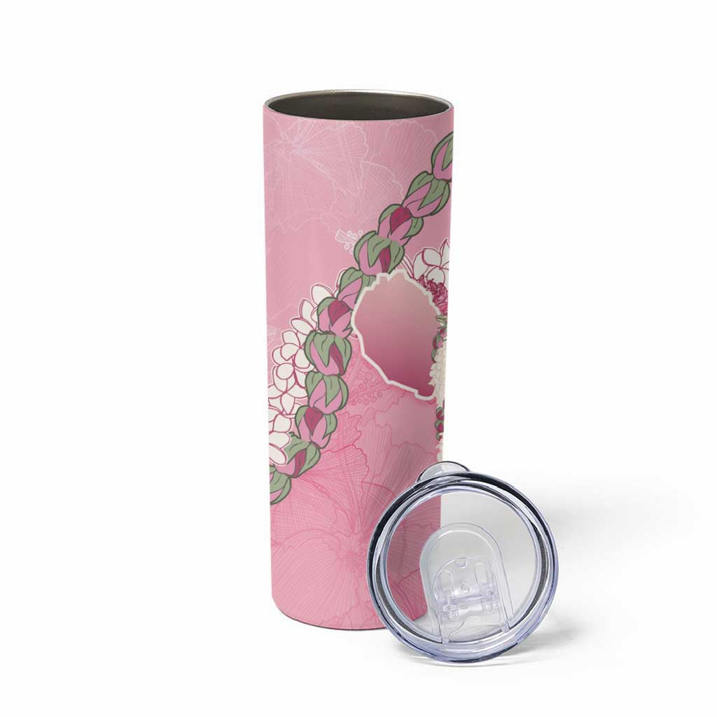 Hawaii Maui Island Flowers Lei Skinny Tumbler Lokelani Rose Pink LT7 - Polynesian Pride