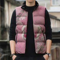 Hawaii Maui Island Flowers Lei Sleeveless Puffer Jacket Lokelani Rose Pink