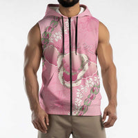 Hawaii Maui Island Flowers Lei Sleeveless Zip Hoodie Lokelani Rose Pink