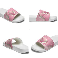 Hawaii Maui Island Flowers Lei Slide Sandals Lokelani Rose Pink