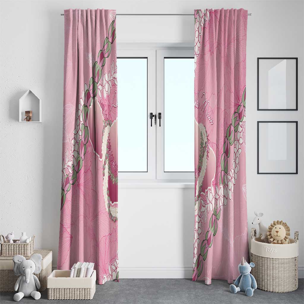 Hawaii Maui Island Flowers Lei Window Curtain Lokelani Rose Pink