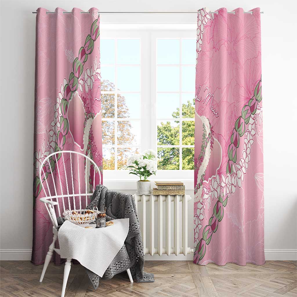 Hawaii Maui Island Flowers Lei Window Curtain Lokelani Rose Pink
