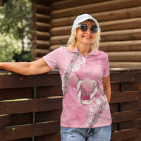 Hawaii Maui Island Flowers Lei Women Polo Shirt Lokelani Rose Pink