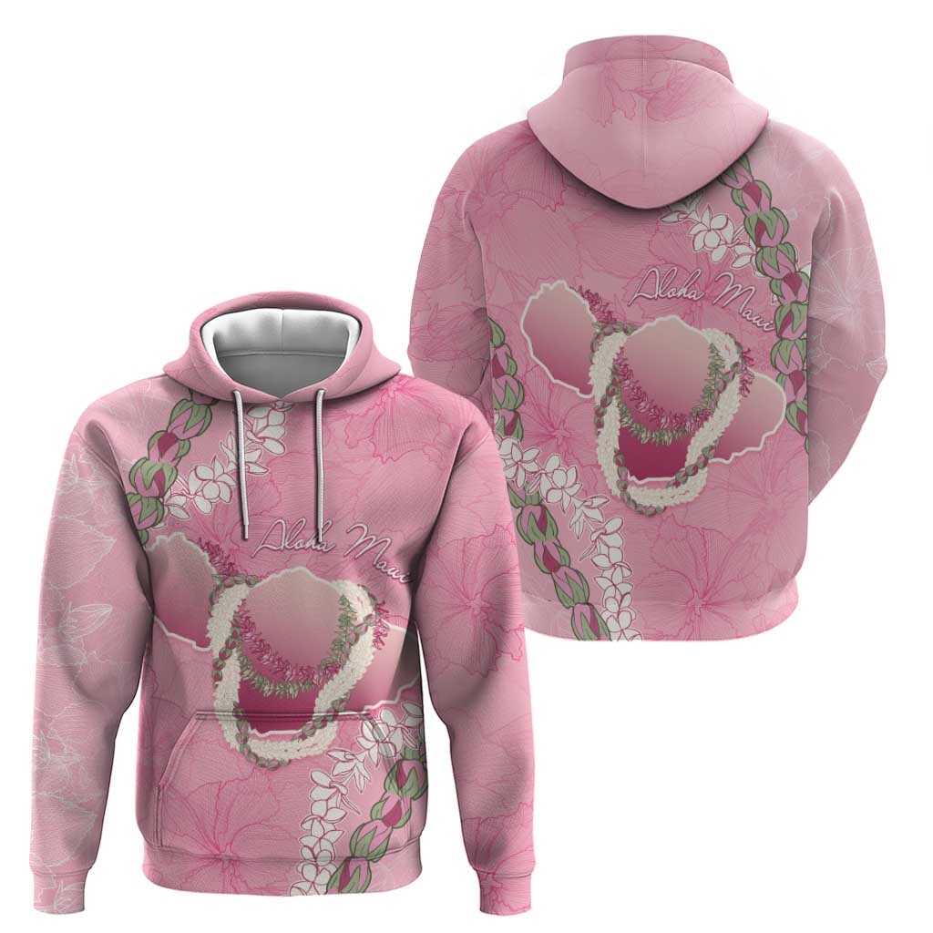 Hawaii Maui Island Flowers Lei Zip Hoodie Lokelani Rose Pink