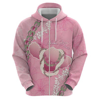Hawaii Maui Island Flowers Lei Zip Hoodie Lokelani Rose Pink