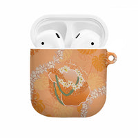 Hawaii Lanai Island Flowers Lei AirPods Case Orange Kaunaoa Mix Maile