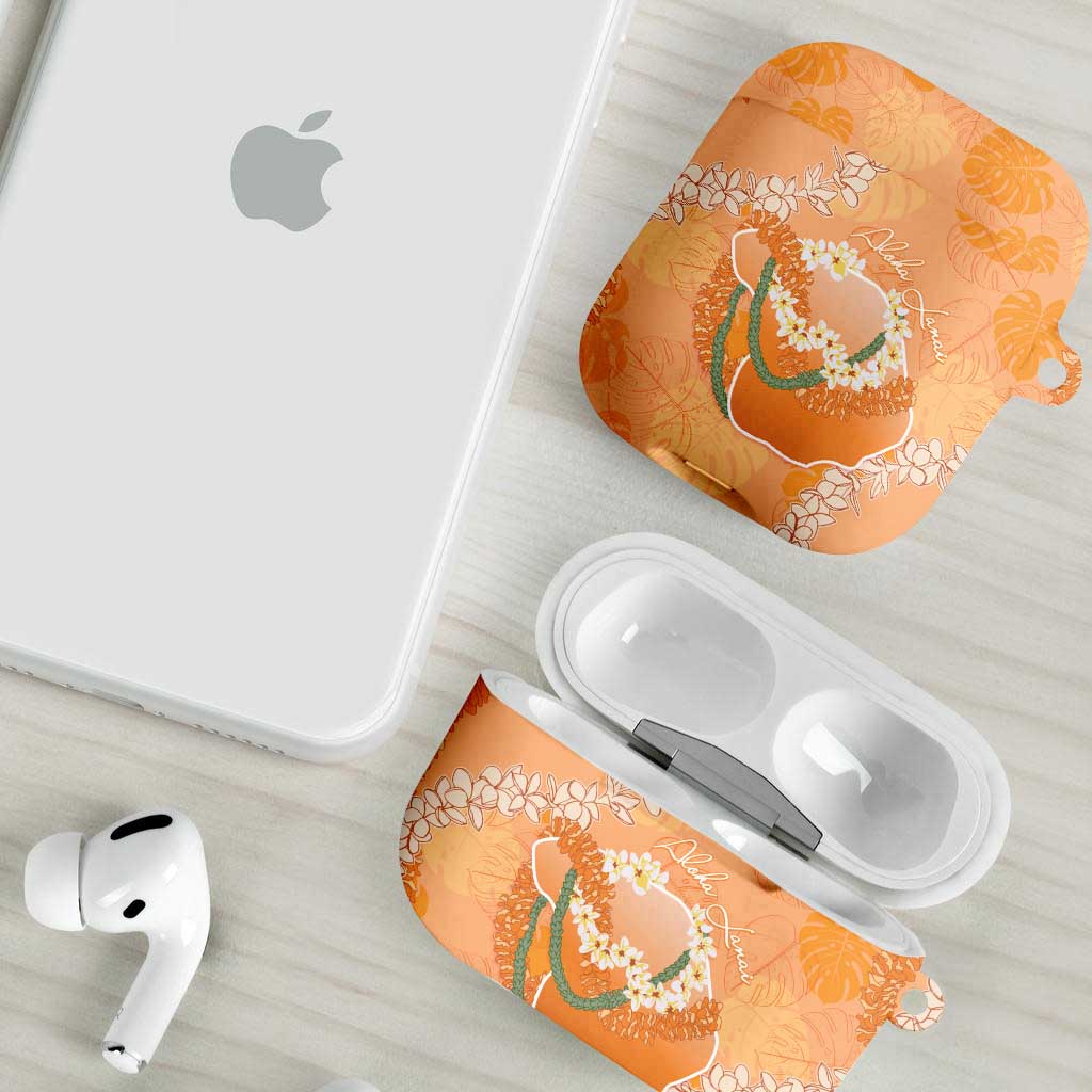 Hawaii Lanai Island Flowers Lei AirPods Case Orange Kaunaoa Mix Maile