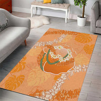 Hawaii Lanai Island Flowers Lei Area Rug Orange Kaunaoa Mix Maile