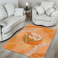 Hawaii Lanai Island Flowers Lei Area Rug Orange Kaunaoa Mix Maile