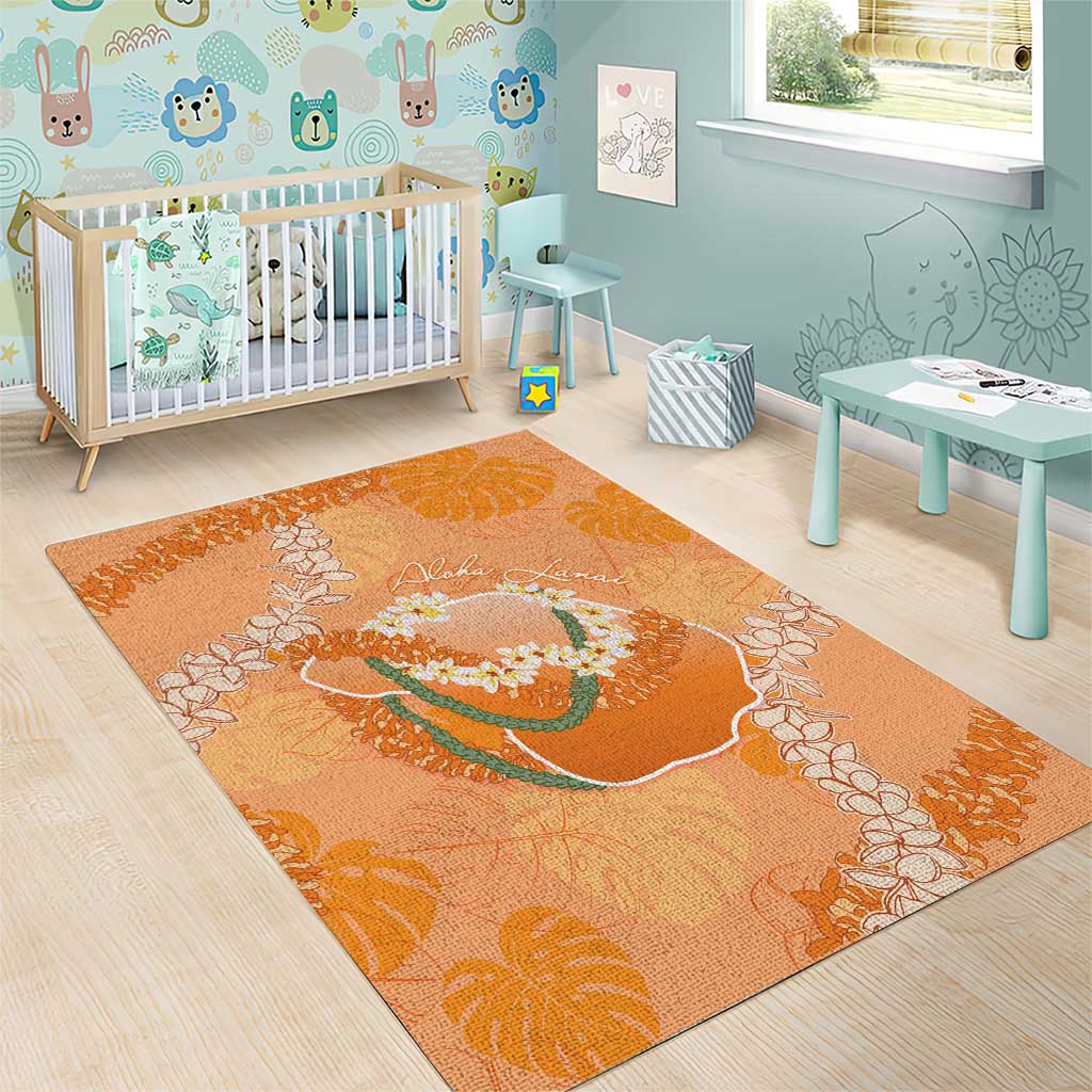 Hawaii Lanai Island Flowers Lei Area Rug Orange Kaunaoa Mix Maile