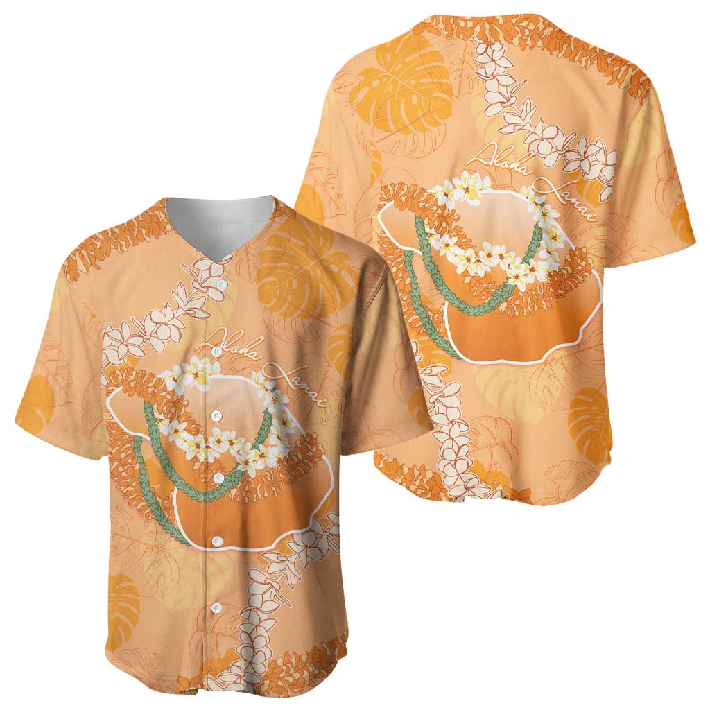 Hawaii Lanai Island Flowers Lei Baseball Jersey Orange Kaunaoa Mix Maile