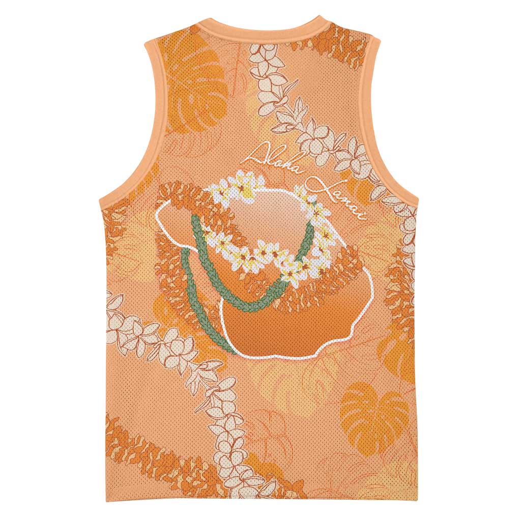 Hawaii Lanai Island Flowers Lei Basketball Jersey Orange Kaunaoa Mix Maile
