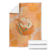 Hawaii Lanai Island Flowers Lei Blanket Orange Kaunaoa Mix Maile