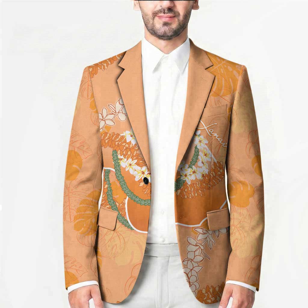 Hawaii Lanai Island Flowers Lei Blazer Orange Kaunaoa Mix Maile